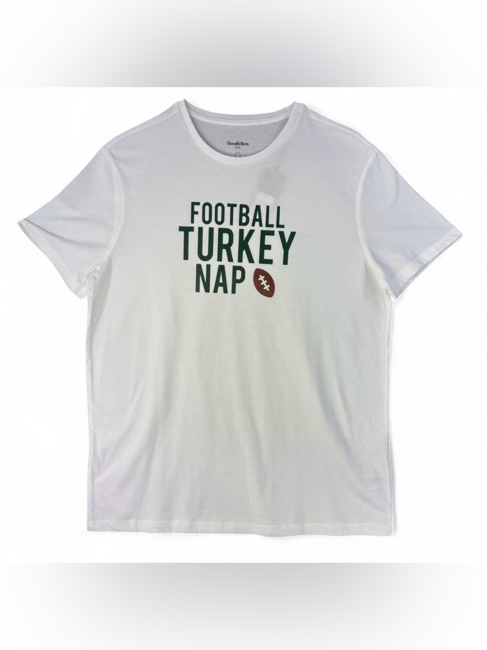 Custom Thanksgiving Graphic Tee Football Turkey Nap White Shirt Size Large NEW